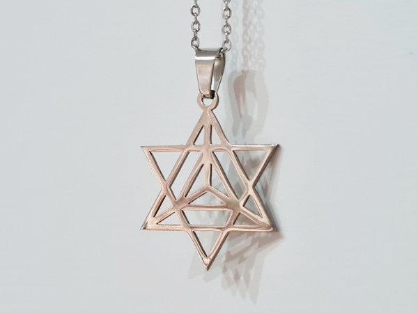 collier merkaba argenté acier inoxydable